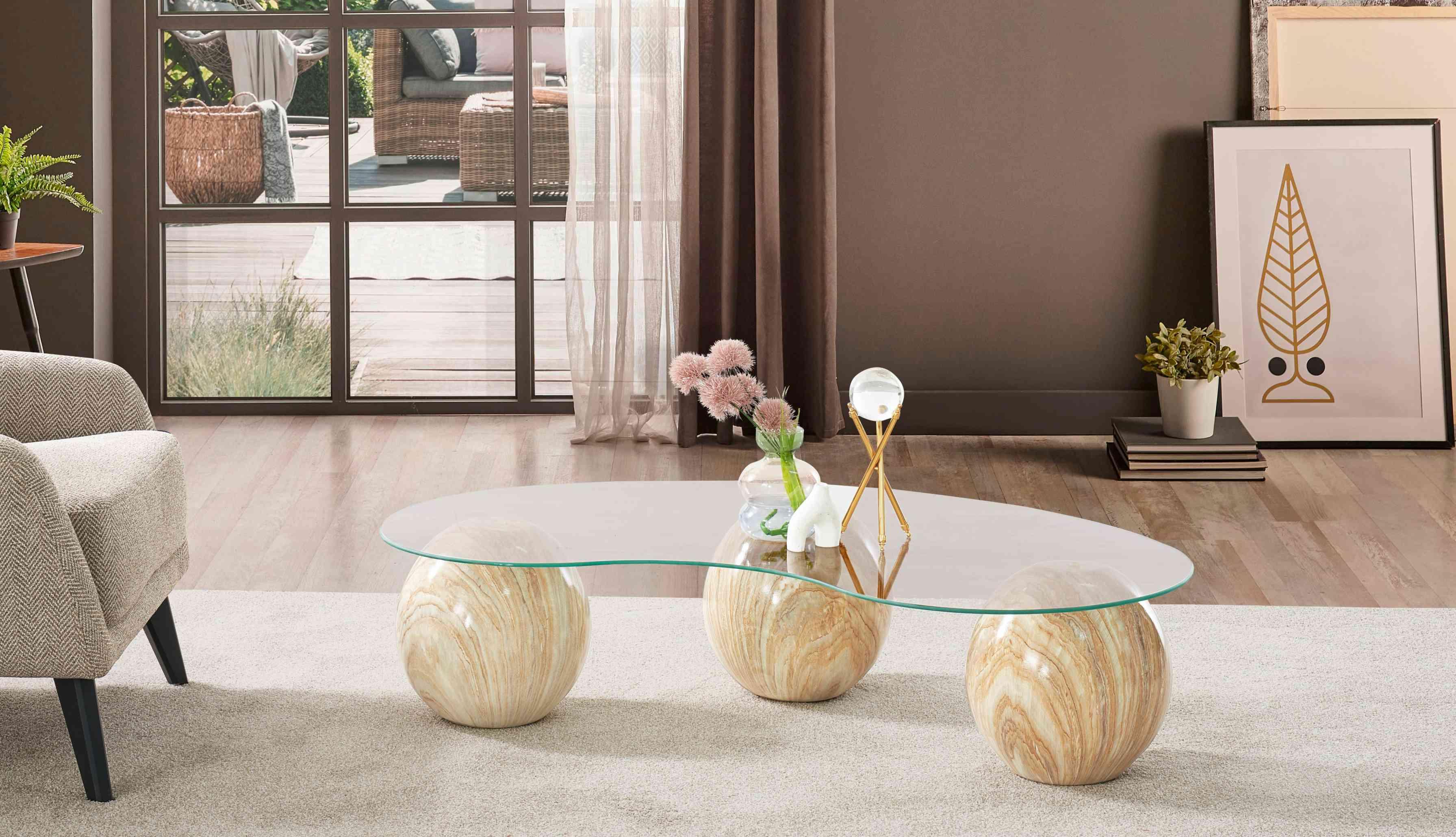 Oval Modern Cam Sehpa